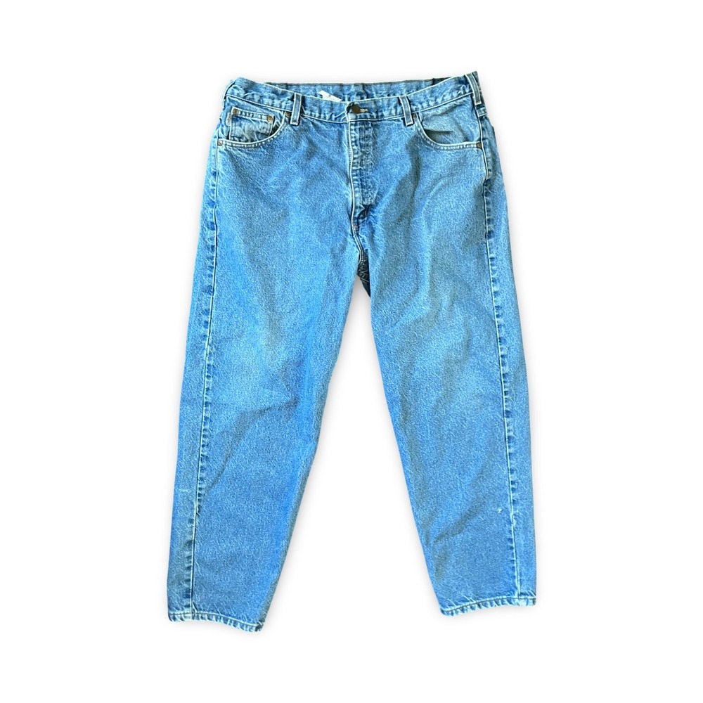 Carhartt Relaxed Fit Straight Denim Blue Jeans Work Men's Size 40x30 B113-DST